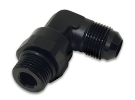 Vibrant -12AN Male Flare to Male -12AN ORB Swivel 90 Degree Adapter Fitting - Anodized Black - 0
