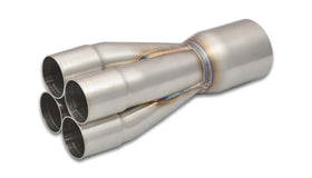 Vibrant 4-1 SS Merge Collectors (1-3/4in Inlet Slipover ID 2-1/2in Merge Outlet OD) Single Unit - 0