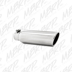 MBRP Universal Tip 3.5in OD 2.25in Inlet 12in L Angled Cut Rolled End Clampless No-Weld T304 - 0