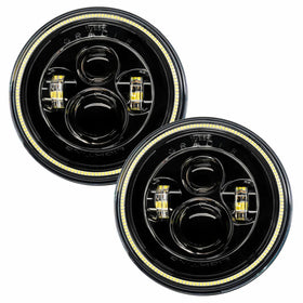 Oracle 7in High Powered LED Headlights - Black Bezel - White - 0