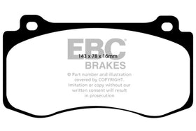 EBC 05-10 Chrysler 300C 6.1 SRT8 Yellowstuff Front Brake Pads (Excl 6 Piston Calipers) - 0