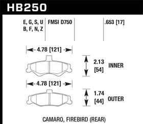 Hawk 98-02 Chevrolet Camaro 5.7L/3.8L / 98-02 Pontiac Firebird 5.7L/3.8L  HPS Street Rear Brake Pads - 0