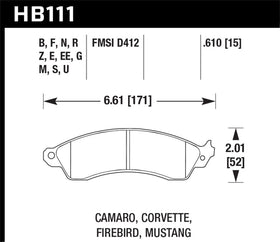 Hawk 94-04 Mustang Cobra / 88-95 Corvette 5.7L / 88-92 Camaro w/ Hvy Duty Brakes Front HPS Street Br - 0