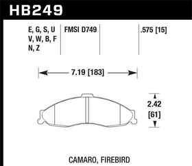 Hawk 1998-2002 Chevrolet Camaro SS 5.7 HPS 5.0 Front Brake Pads - 0