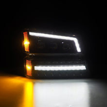 Load image into Gallery viewer, AlphaRex 03-06 Chevy Silverado 1500/2500HD/3500HD/Avalanche Alpha-Black NOVA LED Proj Headlights