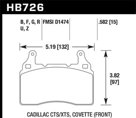 Hawk 2014 Chevrolet Corvette PC Front Brake Pads - 0