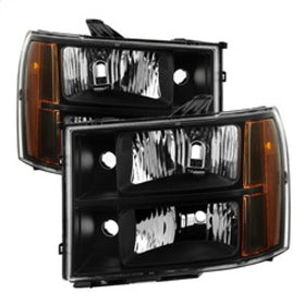 xTune GMC Sierra 07-13 Crystal Headlights Black HD-JH-GSIE07-AM-BK - 0