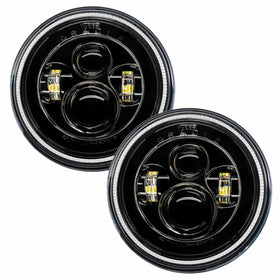 Oracle 7in High Powered LED Headlights - Black Bezel - Red - 0