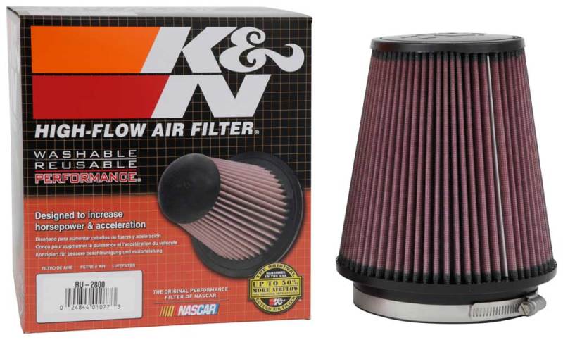 K&N Filter Universal Rubber Filter 5 inch Flange 6 1/2 inch Base 4 3/8 inch Top 7 inch Height