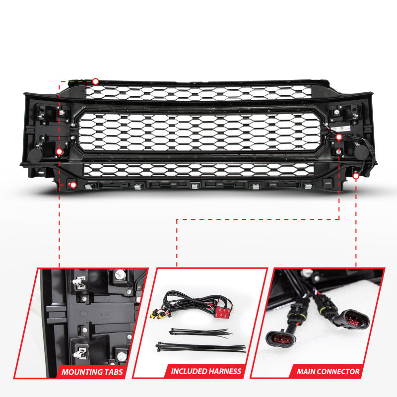 Anzo 21-23 Ford F150 Black Housing Full LED Light Tube Front Grille - 0