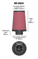 K&N Universal Rubber Filter 3inch FLG / 6inch OD-B / 4-5/8inch OD-T / 9inch L-7