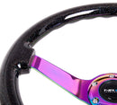NRG Reinforced Steering Wheel (350mm / 3in. Deep) Classic Blk Sparkle w/4mm Neochrome 3-Spoke Center-1
