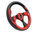 NRG Reinforced Steering Wheel (320mm) Blk w/Red Trim & 5mm 3-Spoke-1