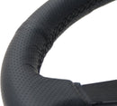 NRG Sport Steering Wheel (350mm / 1.5in Deep) Black Leather Black Stitch w/Matte Black Solid Spokes-1