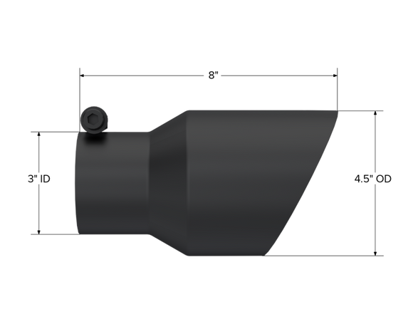 MBRP Universal Tip 4.5in OD 3in Inlet 8in Length Dual Walled Angled Exhaust Tip - Black