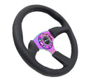 NRG Reinforced Steering Wheel (350mm / 2.5in. Deep) Leather Race Comfort Grip w/4mm Neochrome Spokes-1