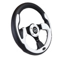 NRG Reinforced Steering Wheel (320mm) Blk w/White Trim & 4mm 3-Spoke-1