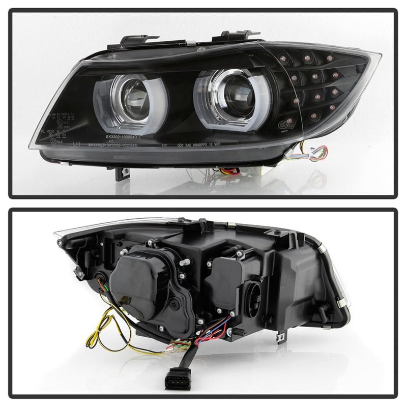 Spyder 09-12 BMW E90 3-Series 4DR HID w/ AFS Only - LED Turn - Black - PRO-YD-BMWE9009-AFSHID-BK - 0