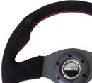 NRG Reinforced Steering Wheel (320mm) Suede w/Red Stitch-1