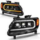 ANZO 15-22 Chevy Colorado Blk Housing Full LED DRL Projector Headlight w/ Sequential Light Bar-1