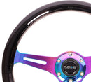 NRG Classic Wood Grain Steering Wheel (350mm) Black Paint Grip w/Neochrome 3-Spoke Center-1