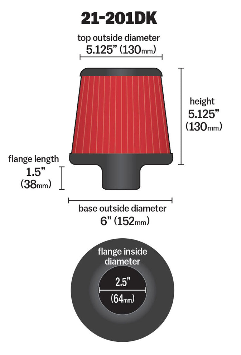 AEM 2.50 in Short Neck 5 in Element Filter - 0