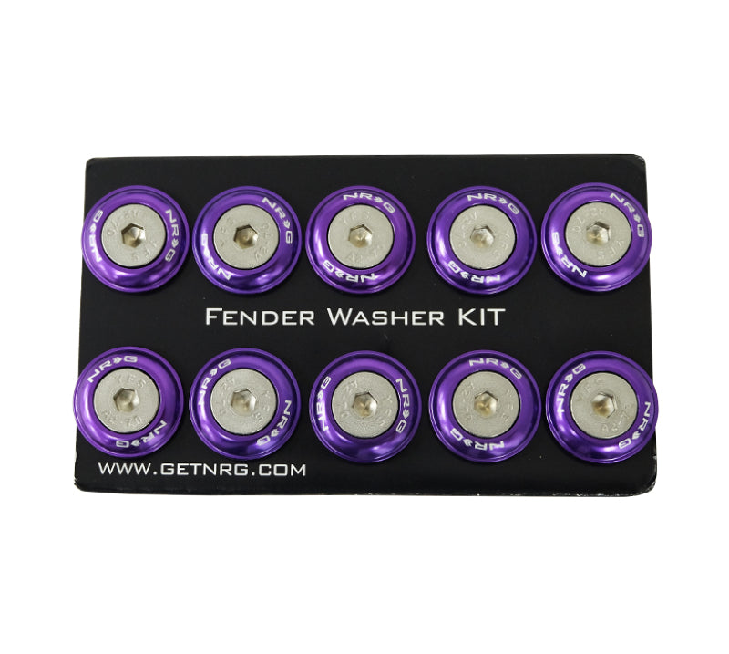 NRG Fender Washer Kit w/Rivets For Plastic (Purple) - Set of 10 - 0