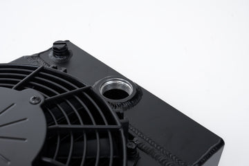 CSF Universal Drag Race / Tuck Radiator w/9in Spal Fan - 10.5in H x 10in L x 3.6in W - Black - 0