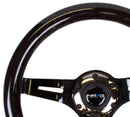 NRG Classic Wood Grain Steering Wheel (310mm) Black w/Black Chrome 3-Spoke Center-1