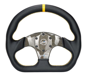 NRG Carbon Fiber Flat Bottom Steering Wheel (320mm) Silver CF Center w/Silver Stitch/Center Mark - 0