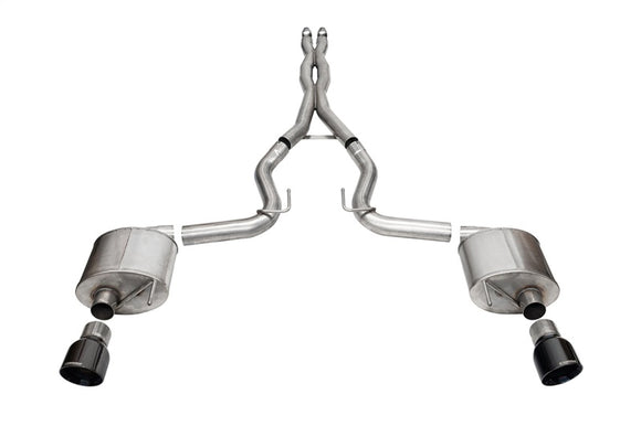 Corsa 24+ Ford MustangGT Sport Cat-Back Ex.Sys 3.0in Dual Rear Exit w/4.5in Blk PVD Pro Series Tips