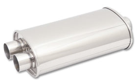 Vibrant StreetPower Oval Muffler 5in x 9in x 15in - 3in inlet/Dual Outlet (Center In - Dual Out) - 0