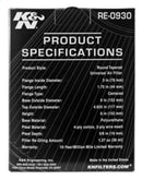 K&N Universal Rubber Filter - Round Tapered 6in Base OD x 3in Flange ID x 6in H-8