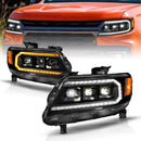 ANZO 15-22 Chevy Colorado Blk Housing Full LED DRL Projector Headlight w/ Sequential Light Bar-2