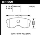 Hawk 06-13 Chevrolet Corvette Z06 DTC-30 Race Rear Brake Pads (One Piece)-1