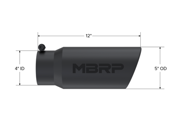 MBRP Universal Tip 5 O.D. Angled Rolled End 4 inlet 12 length - Black Finish