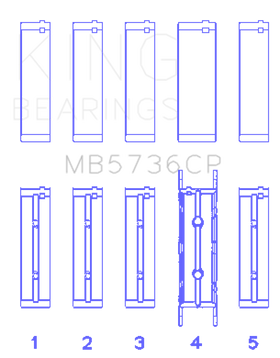 King Engine Bearings Ford Powerstroke 6.0L/6.4L Diesel Crankshaft Main Bearing Set - Size STD