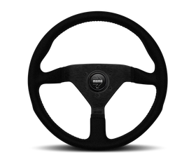 Momo Montecarlo Alcantara Steering Wheel 350 mm - Black/Black Stitch/Black Spokes