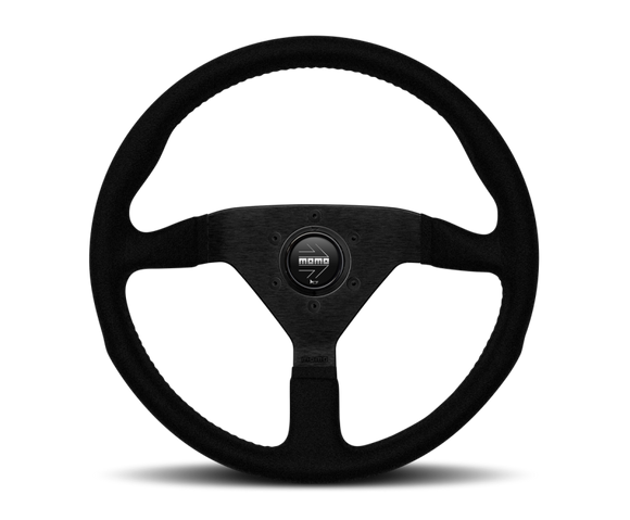 Momo Montecarlo Alcantara Steering Wheel 350 mm - Black/Black Stitch/Black Spokes
