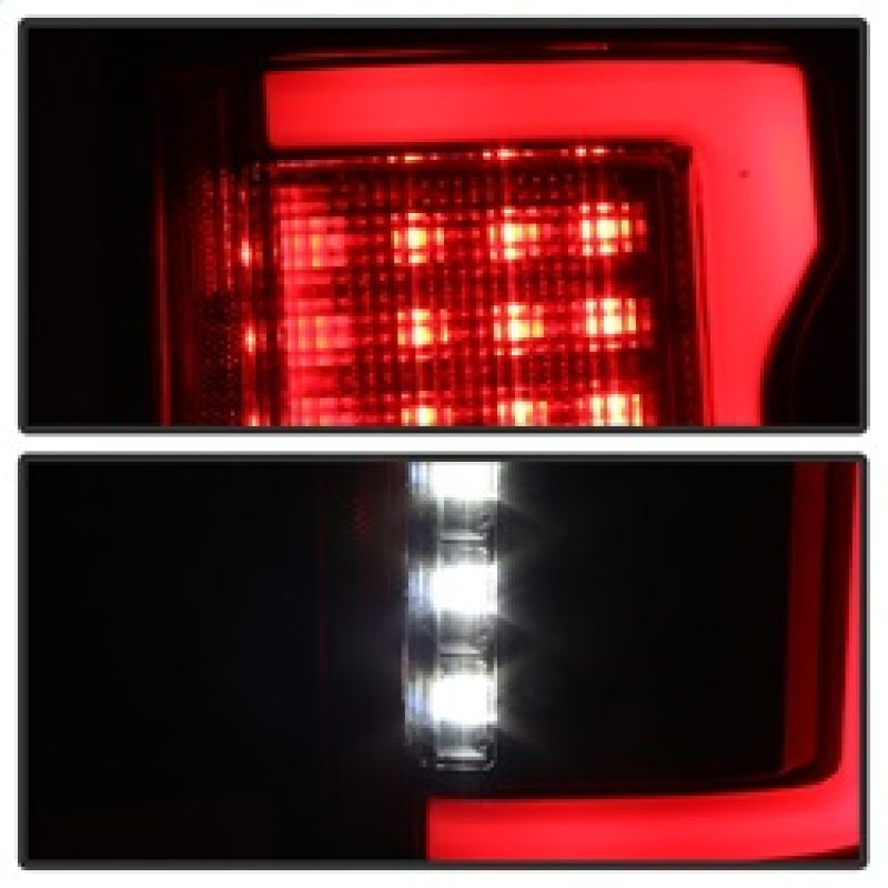 Spyder 15-18 Ford F-150 Light Bar LED Tail Lights (w/Blind Spot) - Black (ALT-YD-FF15015BS-LBLED-BK) - 0