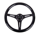 NRG Classic Wood Grain Steering Wheel (350mm) Black Sparkled Grip w/Black 3-Spoke Center-1