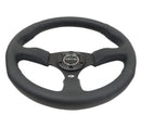 NRG Reinforced Steering Wheel (350mm / 2.5in. Deep) Blk Leather Comfort Grip w/5mm Matte Blk Spokes-1