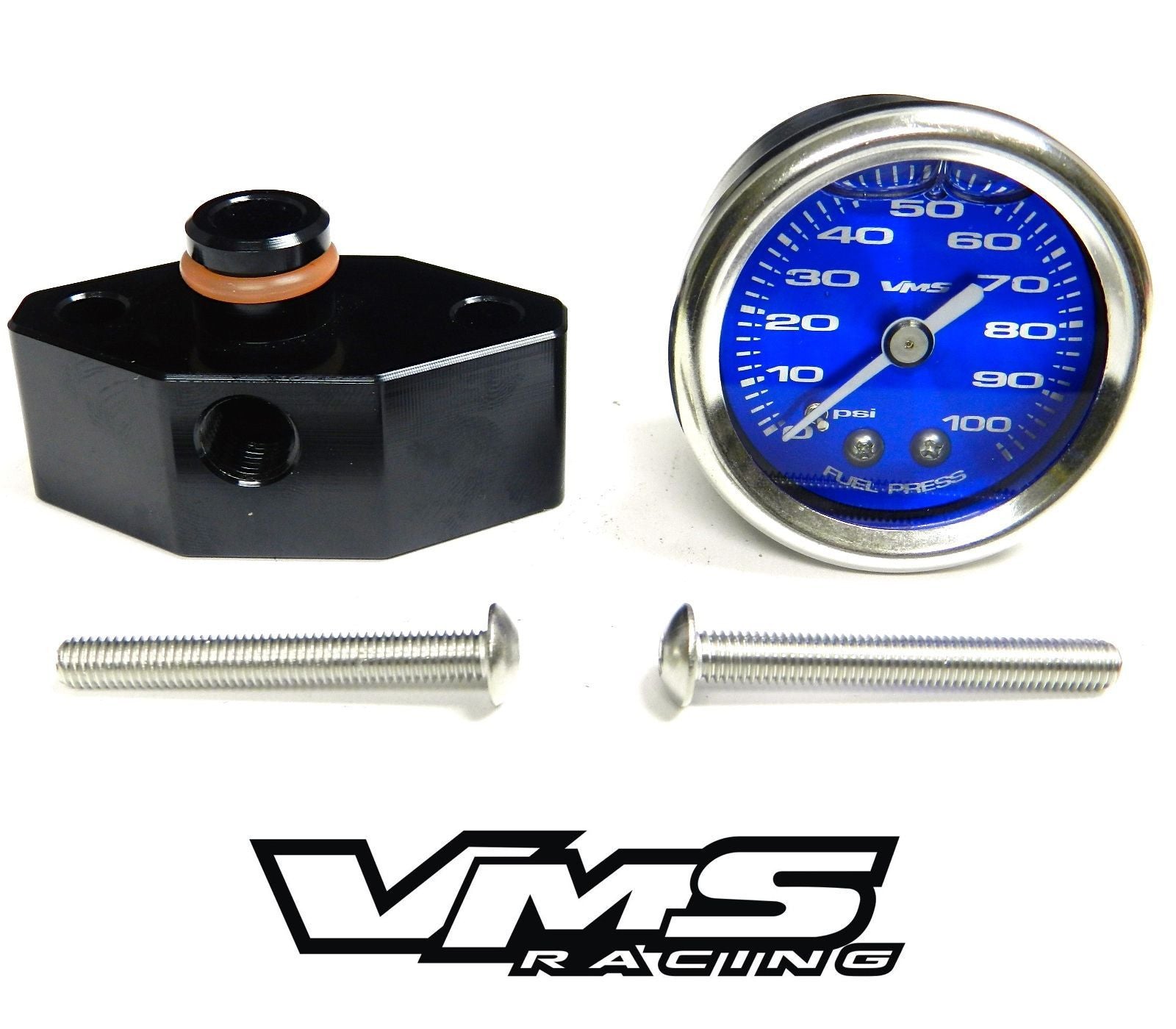 05-10 MUSTANG 1 1/2" 100 PSI FUEL PRESSURE GAUGE LIQUID FILLED WITH ADAPTER