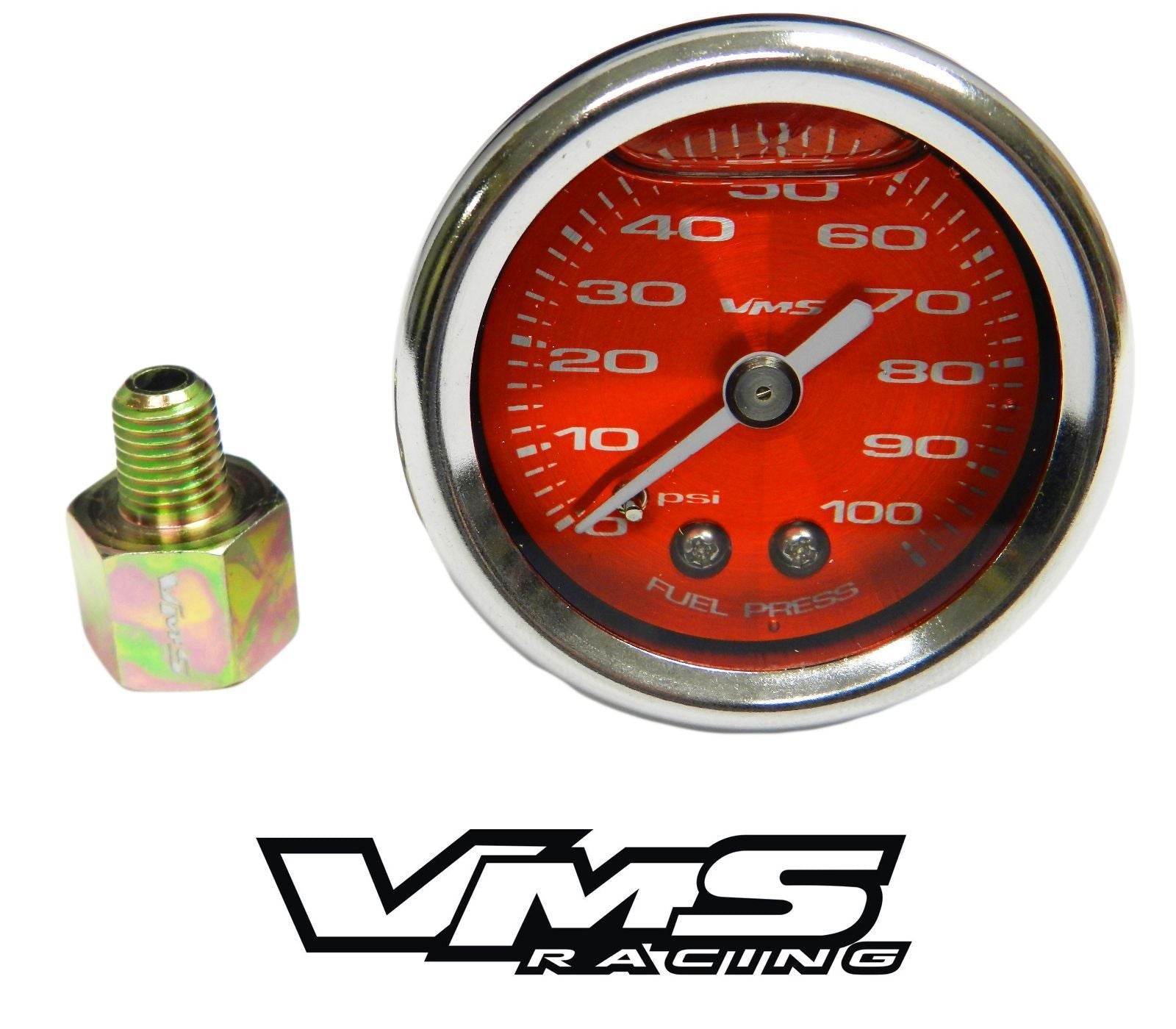 100 PSI Liquid Filled Fuel Pressure Gauge WITH Adapter 1/16 to 1/8 NPT adapter 86-95 Ford Mustang 5.0 GT COBRA
