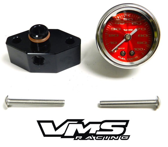 05-10 MUSTANG 1 1/2" 100 PSI FUEL PRESSURE GAUGE LIQUID FILLED WITH ADAPTER