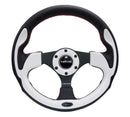 NRG Reinforced Steering Wheel (320mm) Blk w/White Trim & 4mm 3-Spoke-3