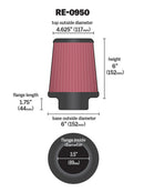 K&N Universal Rubber Filter 3 1/2inch ID FLG / 6inch Base / 4-5/8inch Top / 6inch Height-12