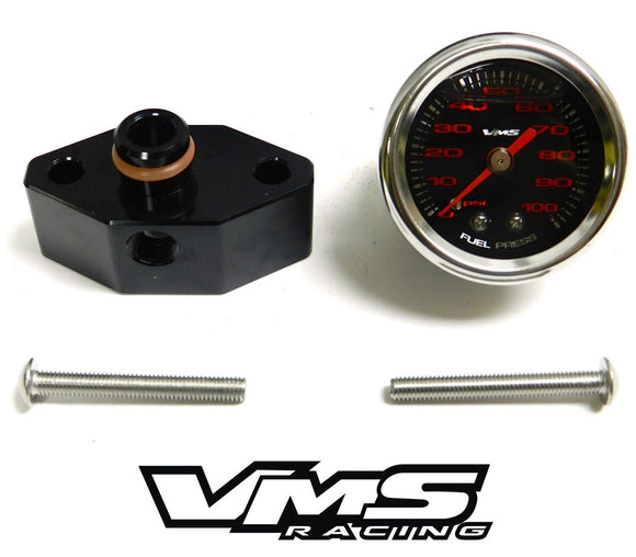 05-10 MUSTANG 1 1/2" 100 PSI FUEL PRESSURE GAUGE LIQUID FILLED WITH ADAPTER