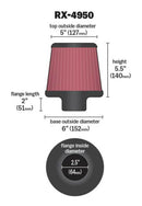 K&N Filter Universal X Stream Clamp-On 2.5in Flange ID / 6in Base OD / 5in Top OD / 5.5in Height-11