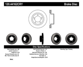 Stoptech 08-11/13-18 Toyota Land Cruiser Front Premium High Carbon Cryo Brake Rotor - 0